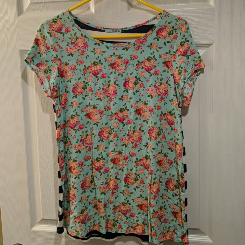 Boutique Floral and Striped Shirt